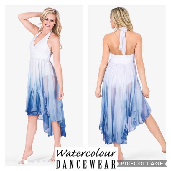 Watercolour Womens Hand Painted High-Low Lyrical Dress size small - Picture 1 of 12